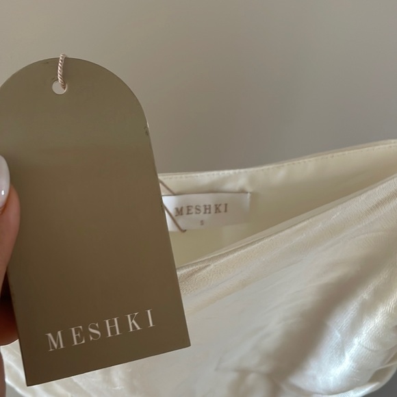 NWT Meshki Claudette Satin Drape Dress - Picture 7 of 10